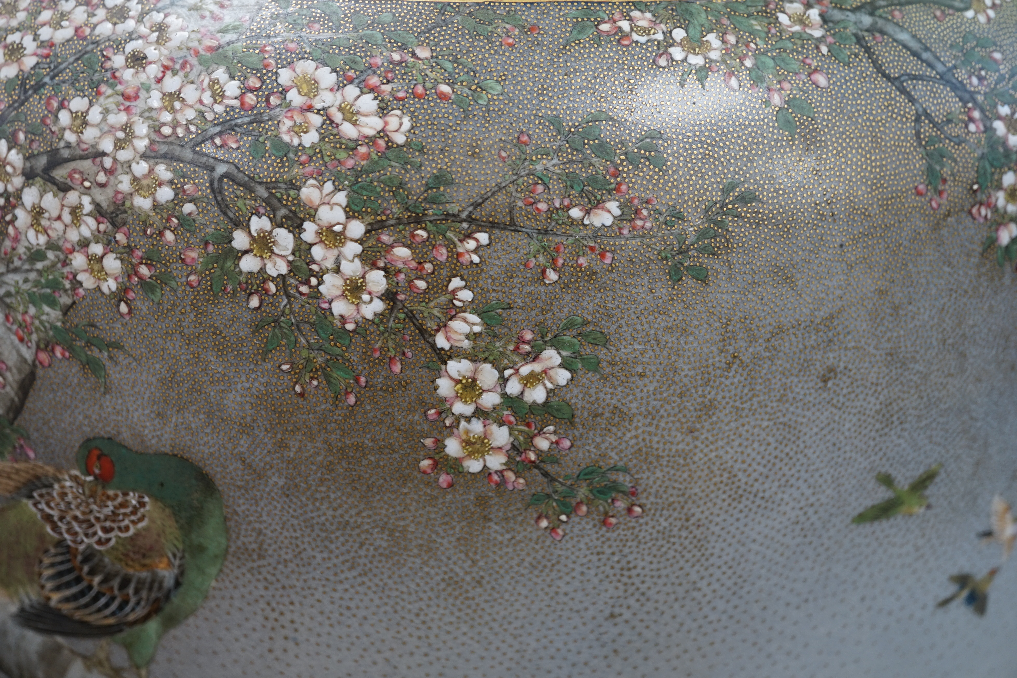 An exhibition size Japanese Satsuma pottery vase, by Kinkozan, Meiji period, star crack to one side